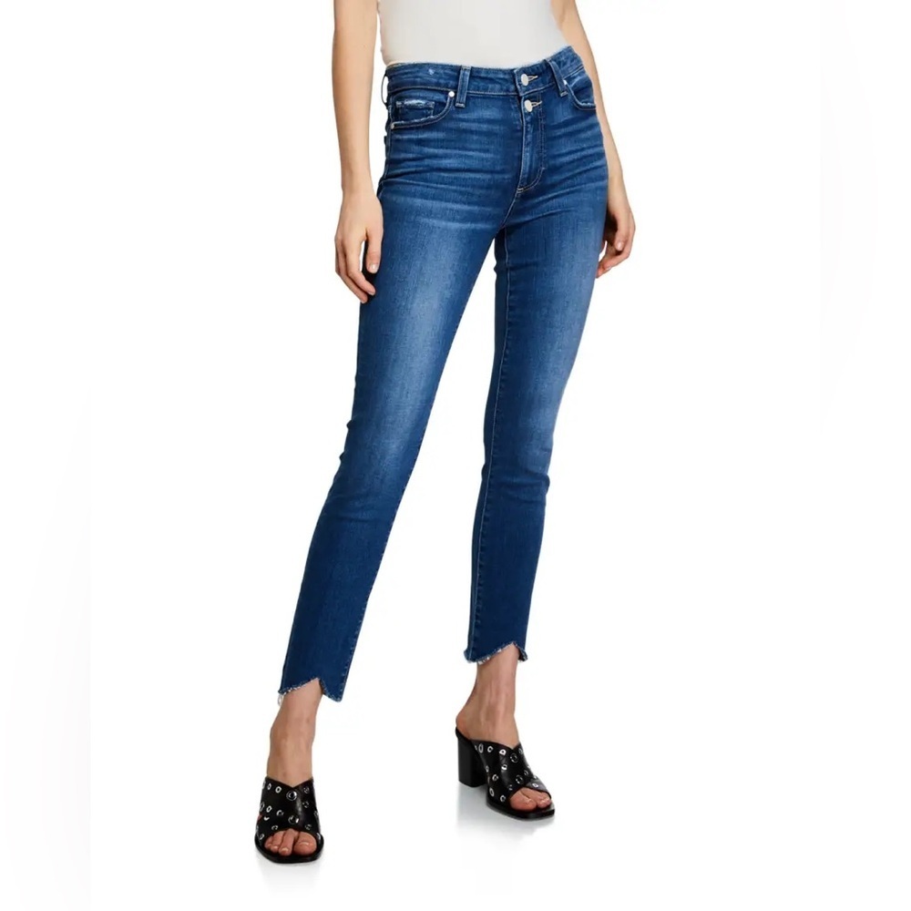 PAIGE Hoxton Split Raw Hem Ankle‎ Dark Wash Jeans